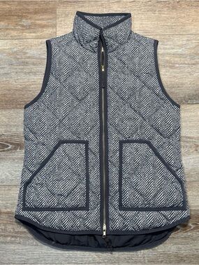 J. Crew Herringbone Quilted Vest in Black and White